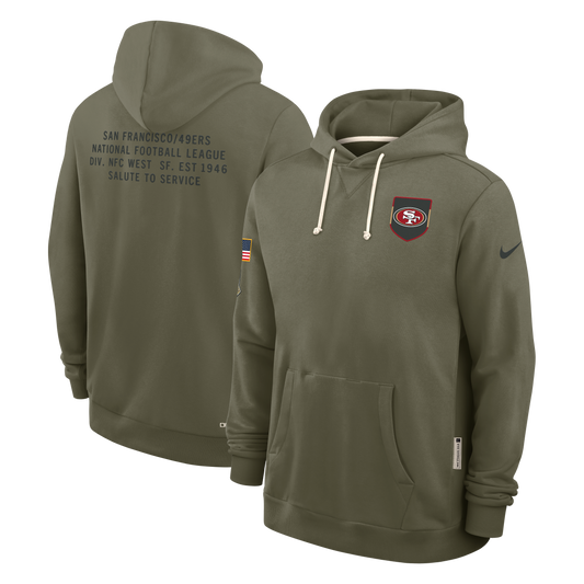 Men's San Francisco 49ers Nike Olive Green 2025 Salute To Service Club Pullover Hoodie