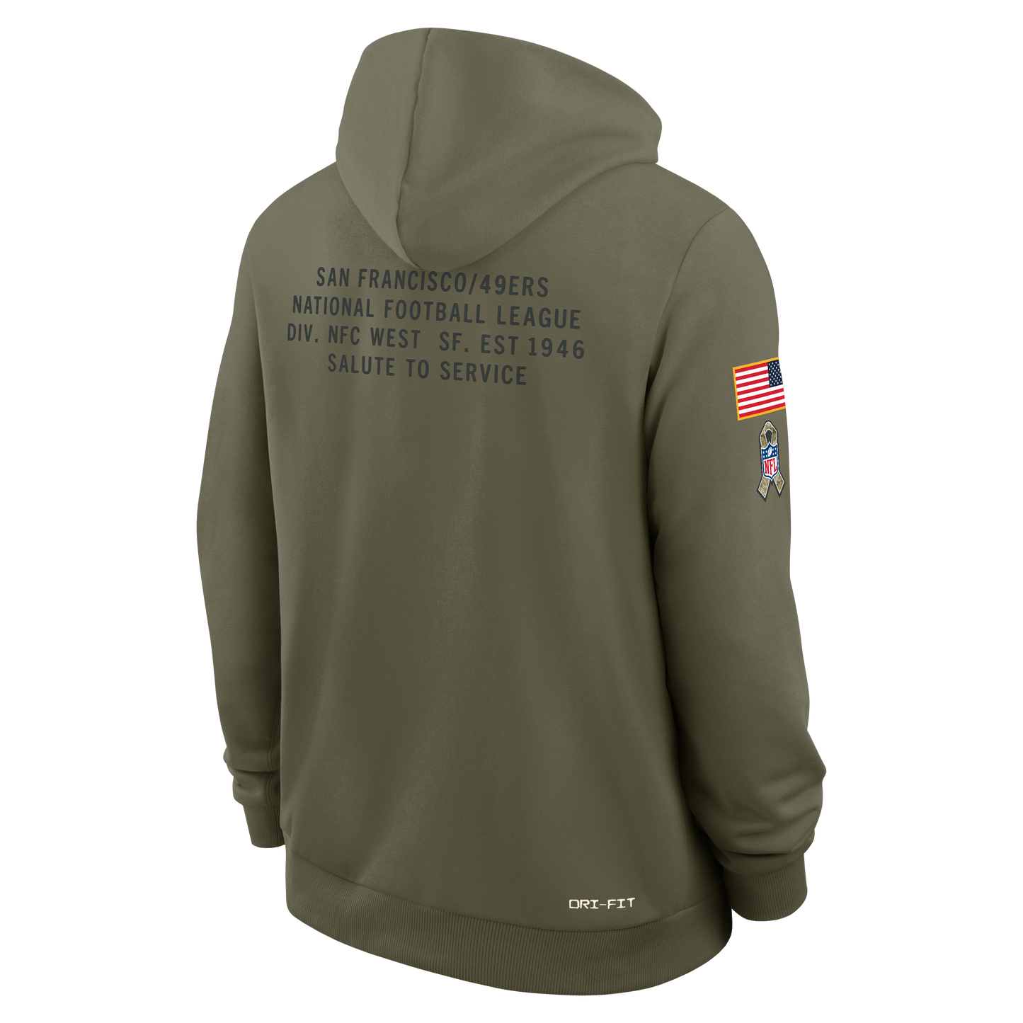 Men's San Francisco 49ers Nike Olive Green 2025 Salute To Service Club Pullover Hoodie