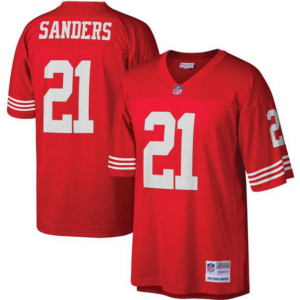 Men's San Francisco 49ers Deion Sanders Mitchell & Ness Scarlet Retired Player Vintage Replica Jersey