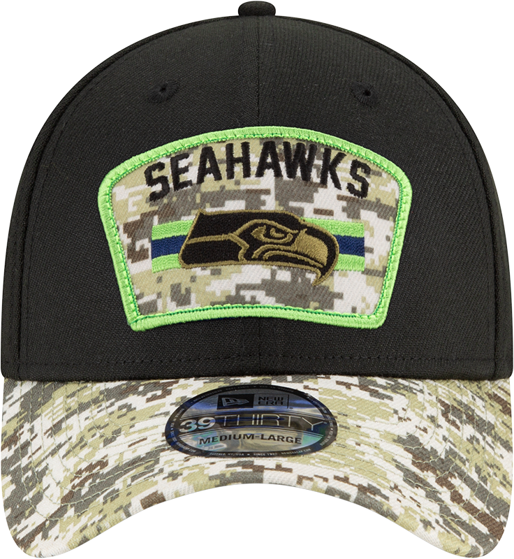 Men's Seattle Seahawks New Era Black 2021 Salute to Service 39THIRTY Flex Hat