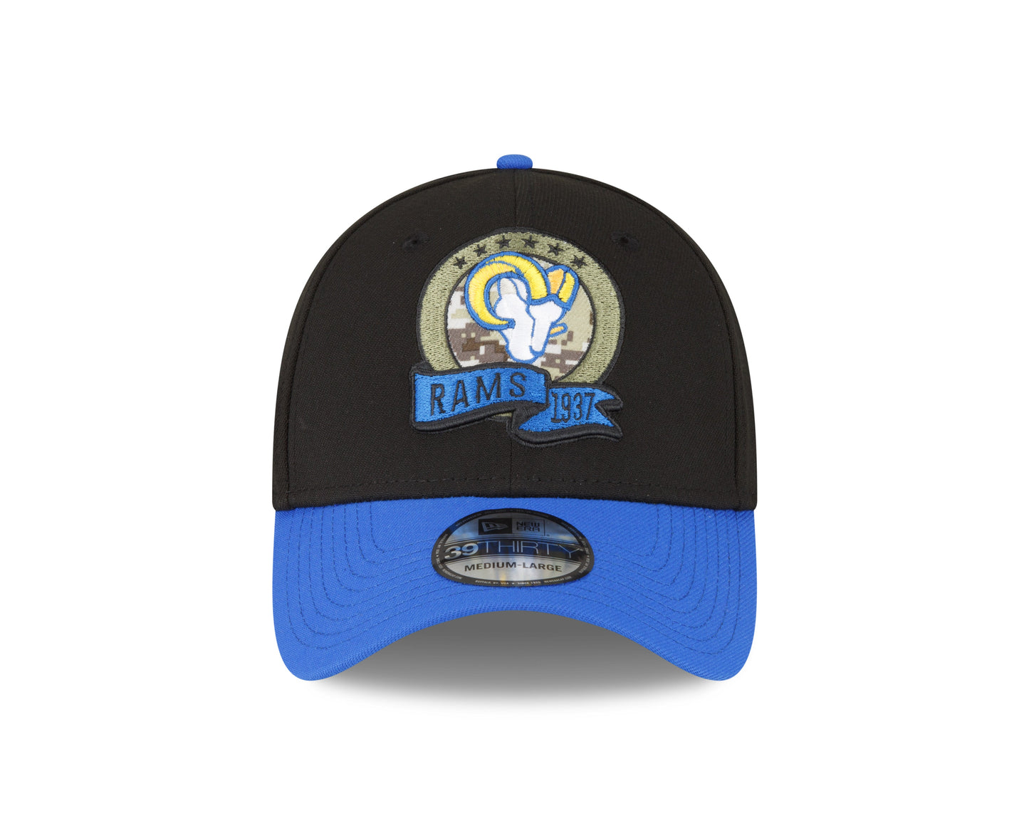 Men's Los Angeles Rams New Era Black 2022 Salute to Service 39THIRTY Flex Hat