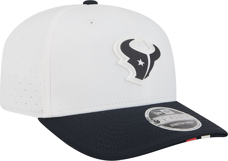 Men's Houston Texans New Era White/Navy 2025 NFL Training Camp 9SEVENTY Adjustable Hat