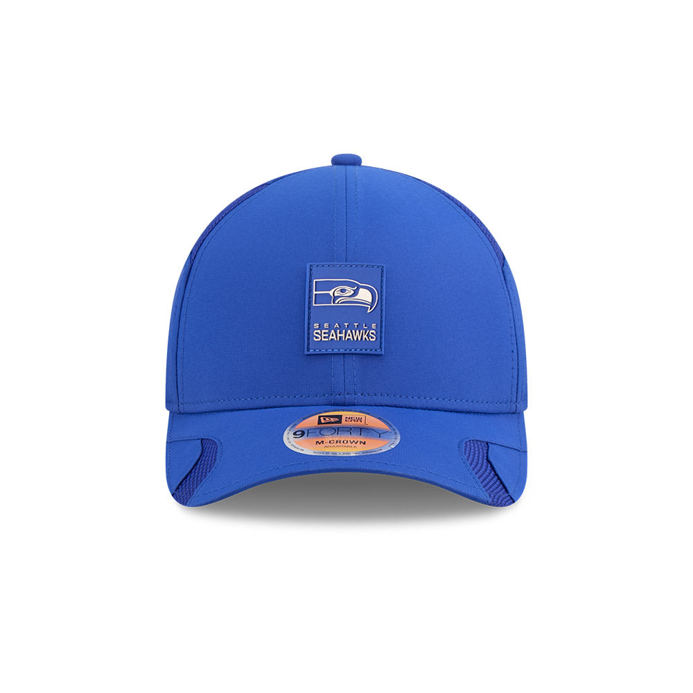 Men's Seattle Seahawks New Era Retro Logo Royal 2025 NFL Sideline Heat 9FORTY M-Crown Adjustable Hat