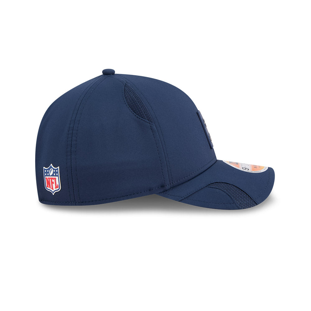 Men's Seattle Seahawks New Era Navy 2025 NFL Sideline Heat 9FORTY M-Crown Adjustable Hat