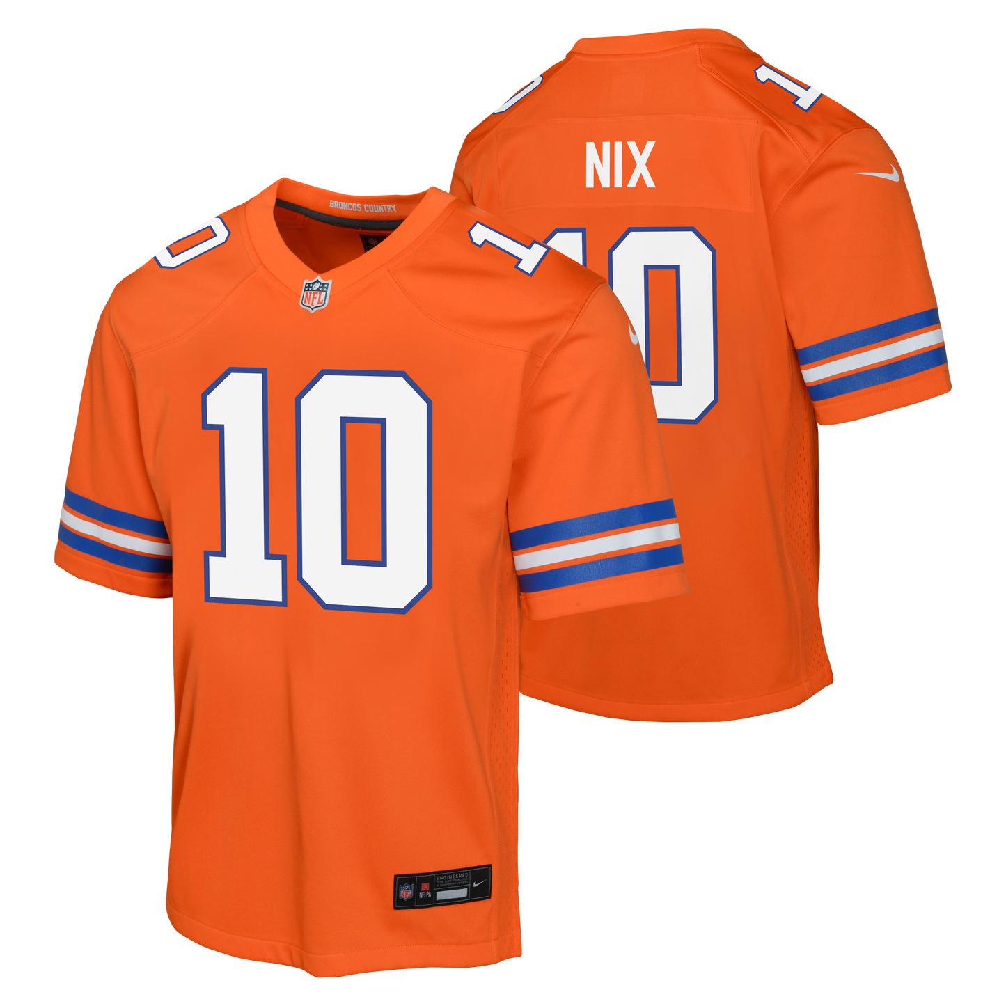 Youth Denver Broncos Bo Nix Nike Retro Alternate Orange Game Team Jersey