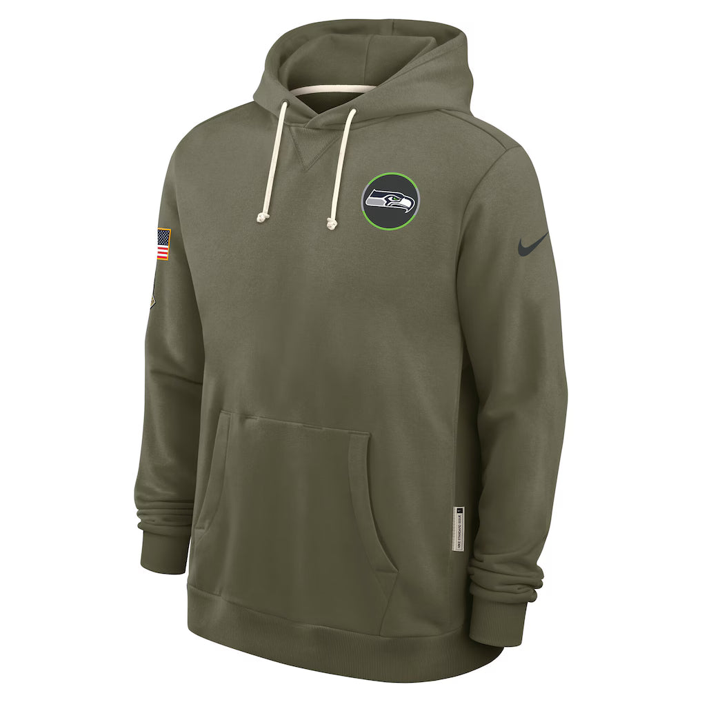 Men's Seattle Seahawks Nike Olive Green 2025 Salute To Service Club Pullover Hoodie